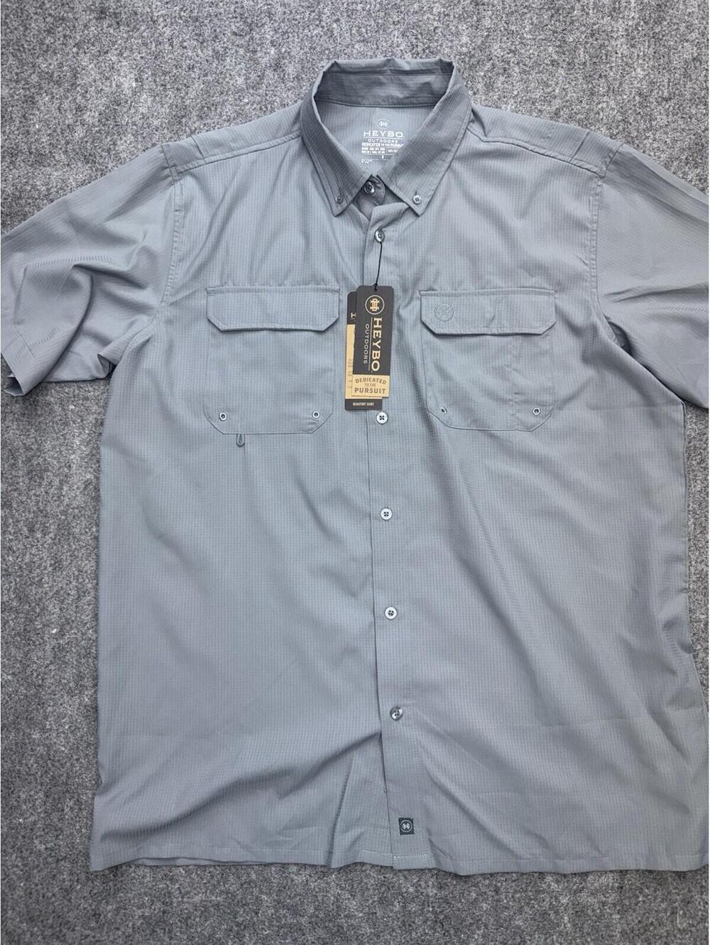 Heybo Outdoors Shirt Mens Small Gray Beaufort Vented Fishing Performance
